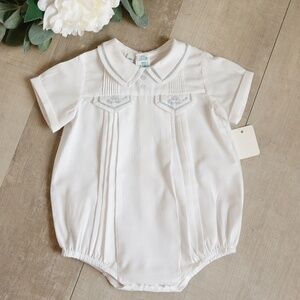 Blue Heirloom Car Creeper Romper Feltman Brothers Newborn NWT Special Occasion